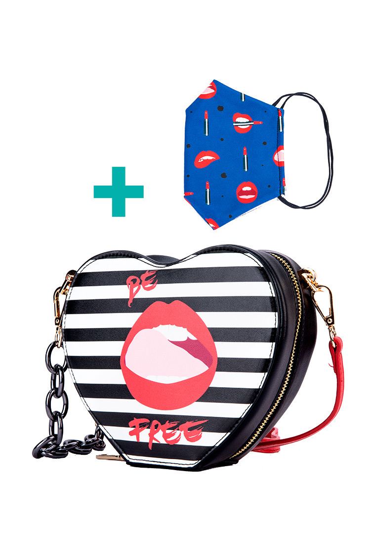 Promo Pack: Bolso corazón + Mascarilla - Red Lips Lolina